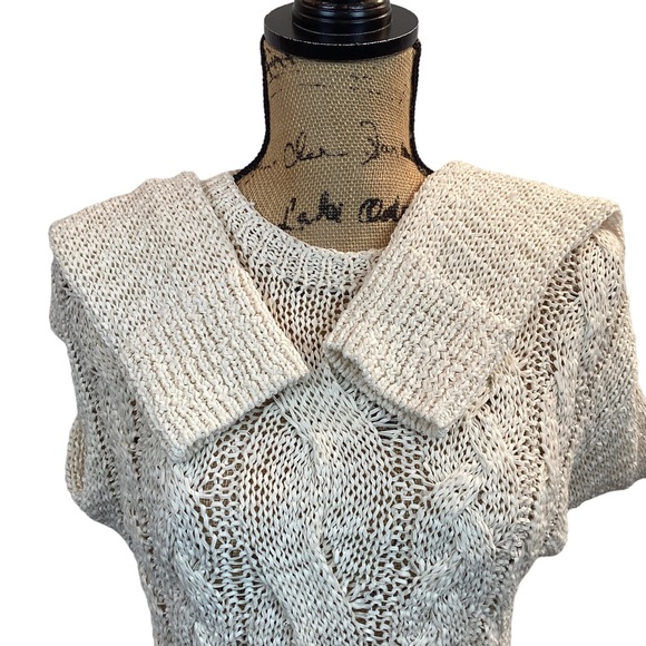 VINCE Cable Knit Open Weave Cotton Blend Sweater - Picture 5 of 12